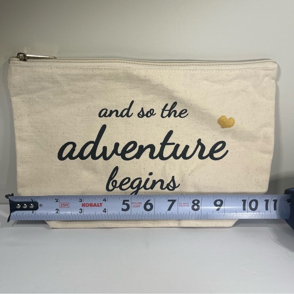 Canvas Zippered “and so the adventure begins” Pouch - Picture 7 of 8